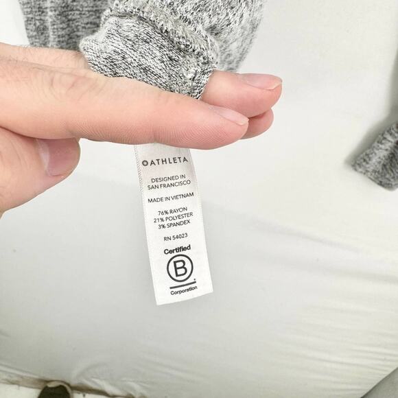 ATHLETA Sweater Women Size XS Heather Grey Mindful Soft Pullover Crewneck Ribbed - Picture 5 of 6